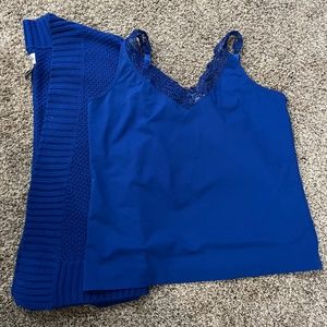 VINTAGE CHICOS SWEATER AND MATCHING CAMI IN COBALT BLUE